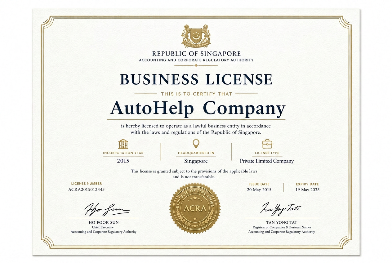 Business license certificate